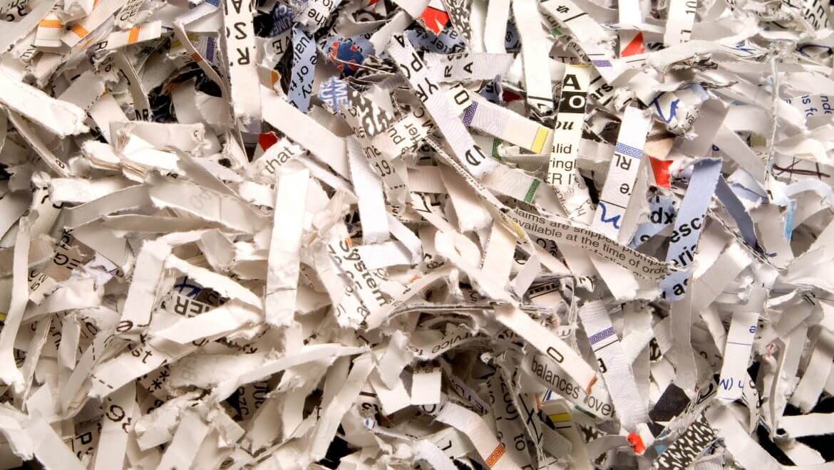 Pile of shredded documents